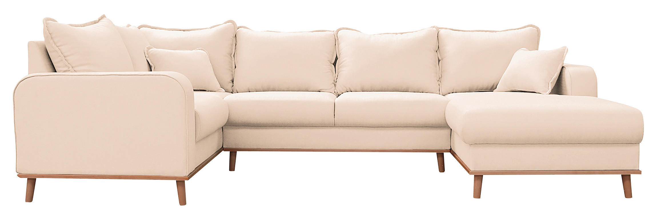 WOHNLANDSCHAFT Ecru Textilgeflecht  - Wengefarben/Ecru, Design, Holz/Textil (167/296/170cm) - Livetastic