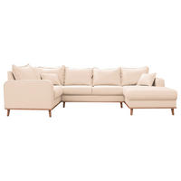 WOHNLANDSCHAFT Ecru Textilgeflecht  - Wengefarben/Ecru, Design, Holz/Textil (167/296/170cm) - Livetastic