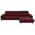 ECKSOFA in Echtleder Weinrot  - Weinrot/Schwarz, Design, Leder/Metall (328/193cm) - Dieter Knoll