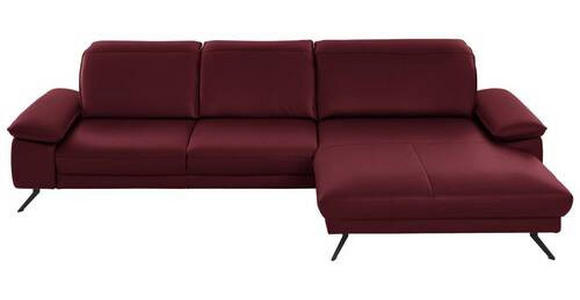 ECKSOFA in Echtleder Weinrot  - Weinrot/Schwarz, Design, Leder/Metall (328/193cm) - Dieter Knoll