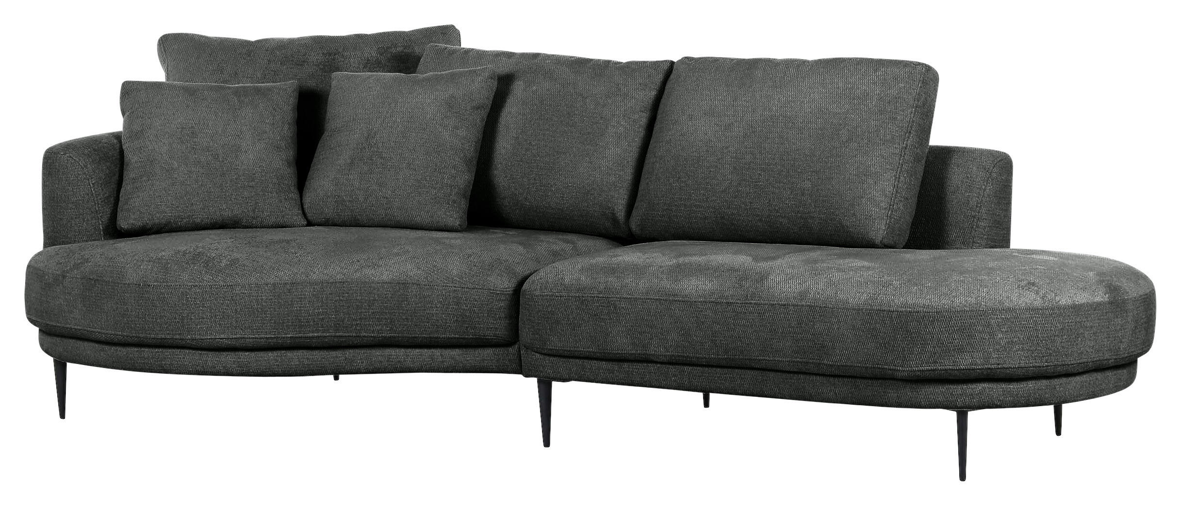 ECKSOFA in Chenille Dunkelgrau  - Dunkelgrau/Schwarz, Konventionell, Textil/Metall (140/275cm) - Carryhome
