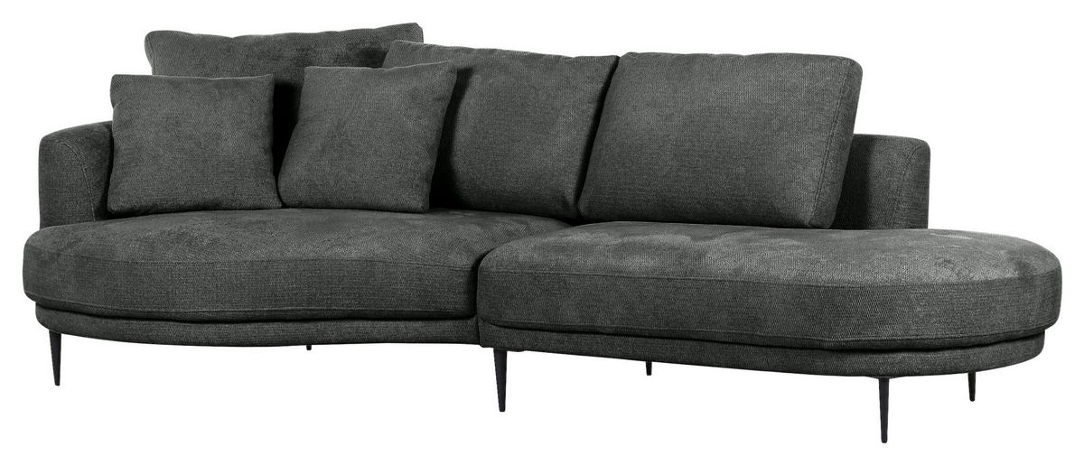 ECKSOFA in Chenille Dunkelgrau  - Dunkelgrau/Schwarz, Konventionell, Textil/Metall (140/275cm) - Carryhome