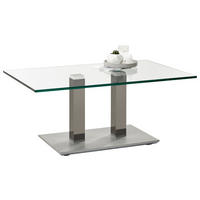 COUCHTISCH Klarglas 110/70/46 cm rechteckig Grau, Edelstahlfarben  - Edelstahlfarben/Grau, Design, Glas/Kunststoff (110/70/46cm)
