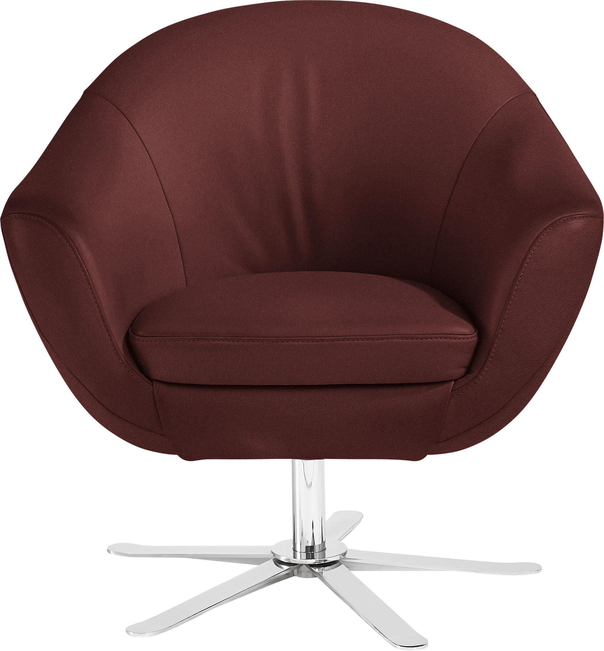 COCKTAILSESSEL Echtleder Weinrot    - Chromfarben/Weinrot, Design, Leder/Metall (84/82/71cm) - Joop!