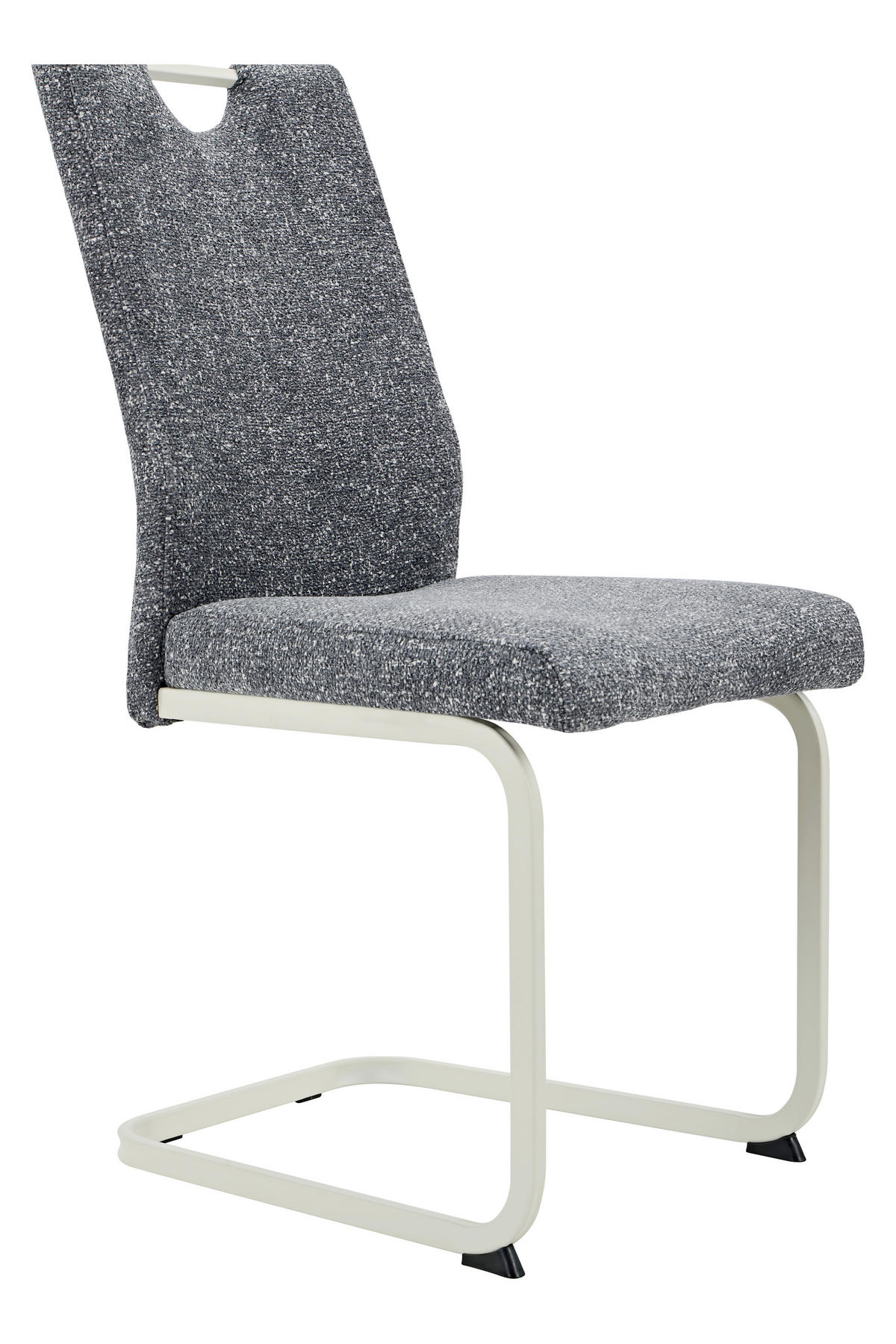 SCHWINGSTUHL-SET 4 Stück  in Stahl Webstoff, Mikrofaser  - Dunkelgrau/Creme, MODERN, Textil/Metall (45/98/59cm) - MID.YOU