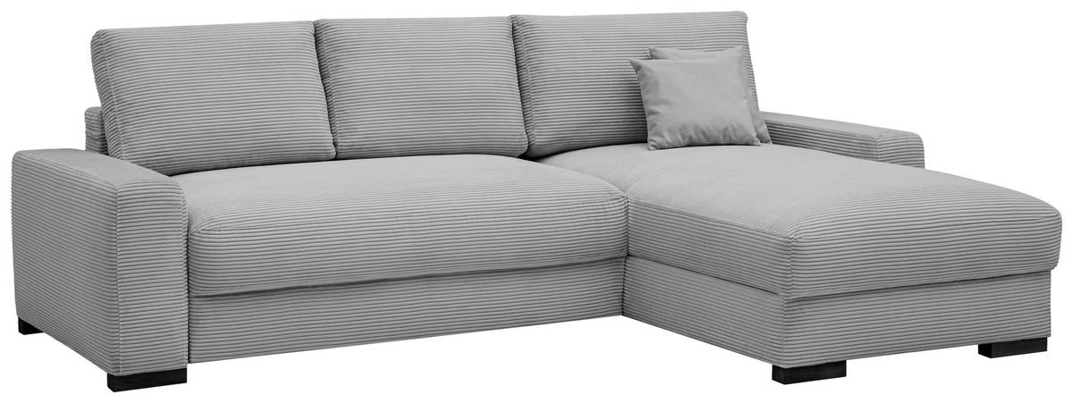ECKSOFA in Cord Hellgrau  - Hellgrau/Schwarz, Design, Holz/Textil (264/184cm) - Stylife