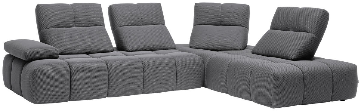 ECKSOFA in Struktur Grau  - Schwarz/Grau, Design, Kunststoff/Textil (313/233cm) - Emilio Belluti