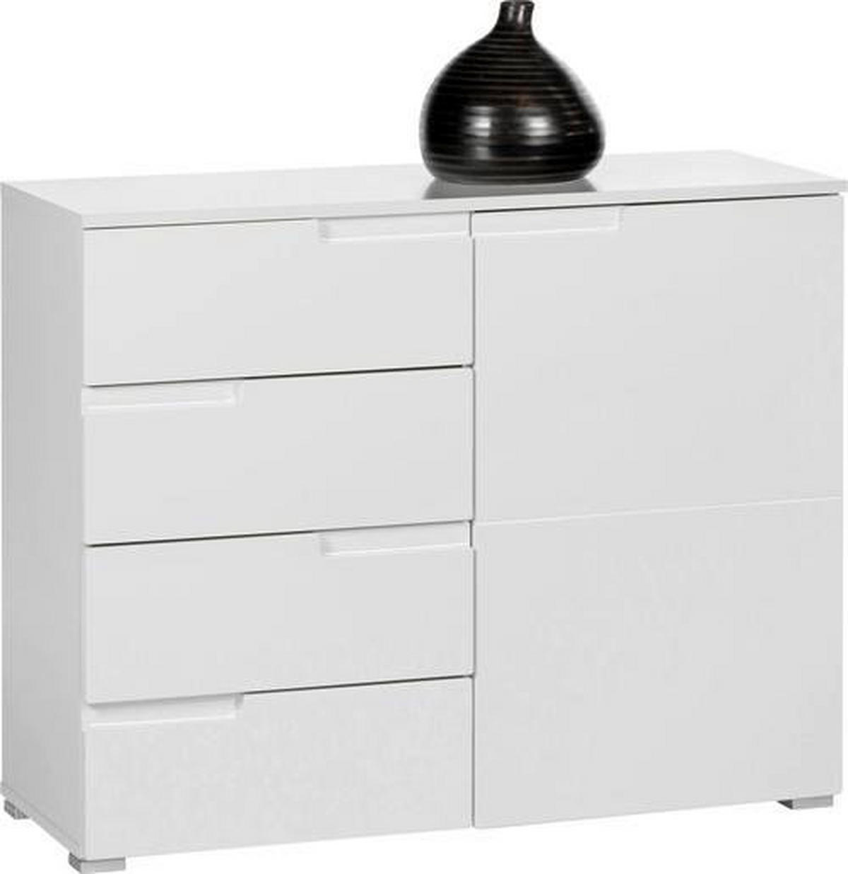 KOMMODE Spice  in 100/80/40 cm  - Weiß Hochglanz/Silberfarben, Design, Holzwerkstoff/Kunststoff (100/80/40cm) - Carryhome