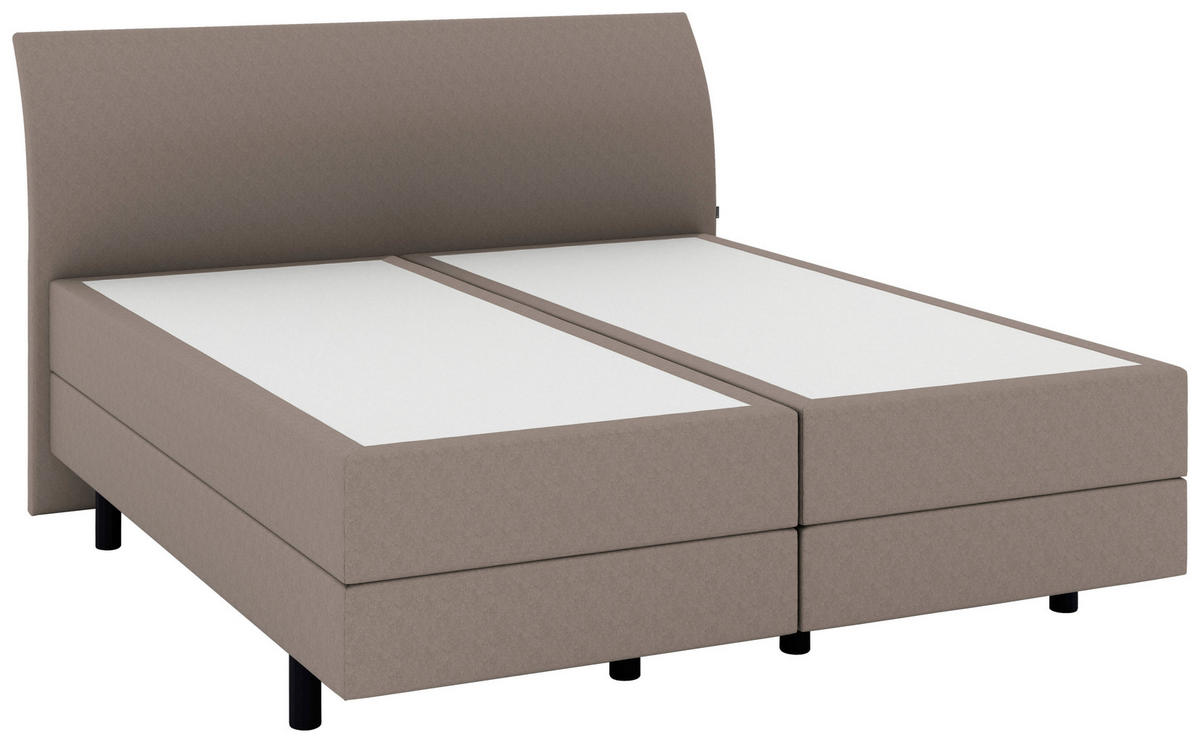 BOXSPRINGBETT 200/200 cm  in Hellbraun  - Hellbraun/Schwarz, KONVENTIONELL, Kunststoff/Textil (200/200cm) - Musterring