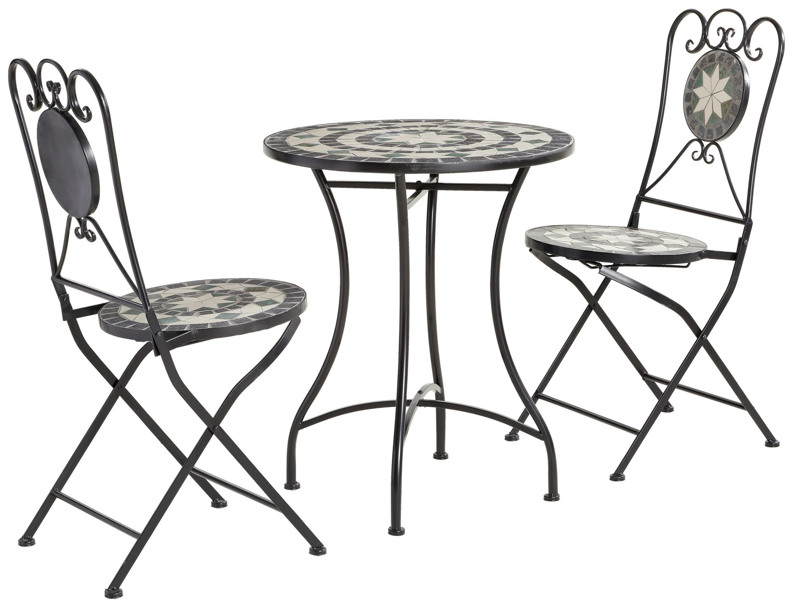 BALKONSET  - Schwarz/Grau, LIFESTYLE, Keramik/Metall - Ambia Garden