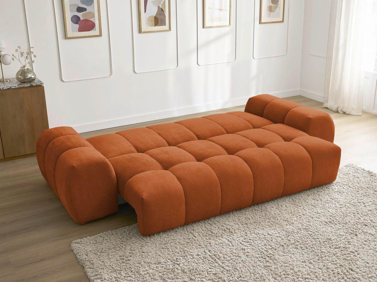 SCHLAFSOFA EVEREST  mit Rücken echt, Armteil links, Armteil rechts Struktur Orange  - Schwarz/Orange, MODERN, Kunststoff/Textil (278/90/115cm)