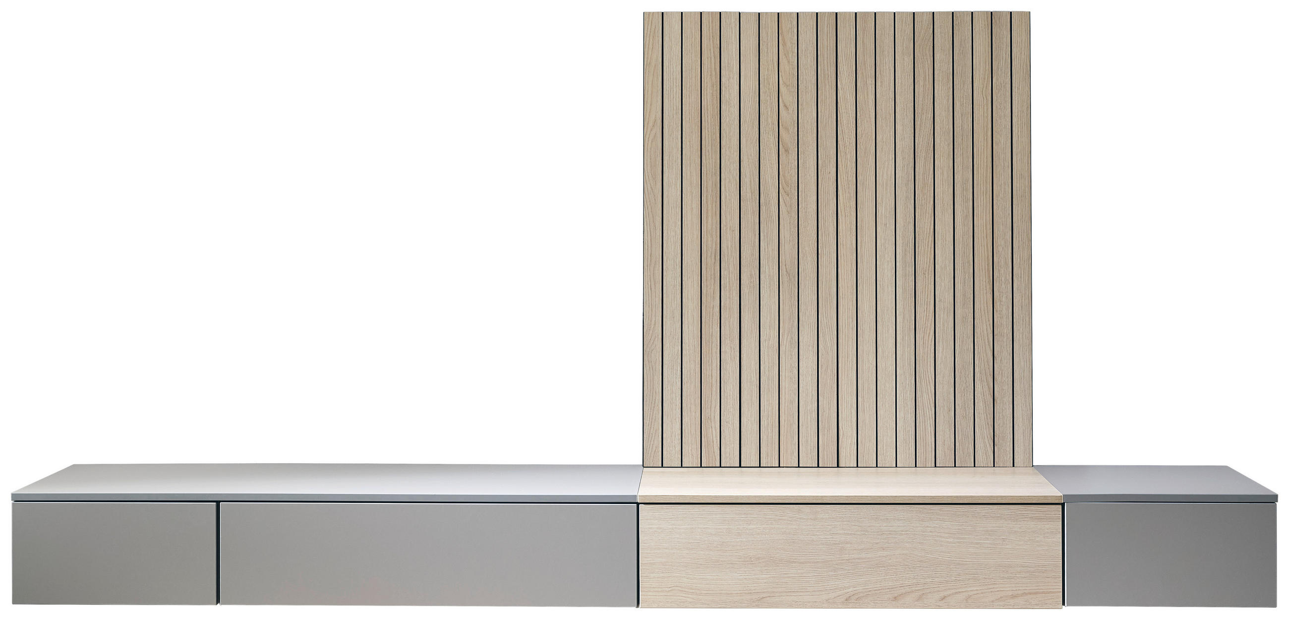 WOHNWAND  in Grau, Eichefarben  300/144/45 cm  - Eichefarben/Grau, Design, Holzwerkstoff (300/144/45cm) - Moderano