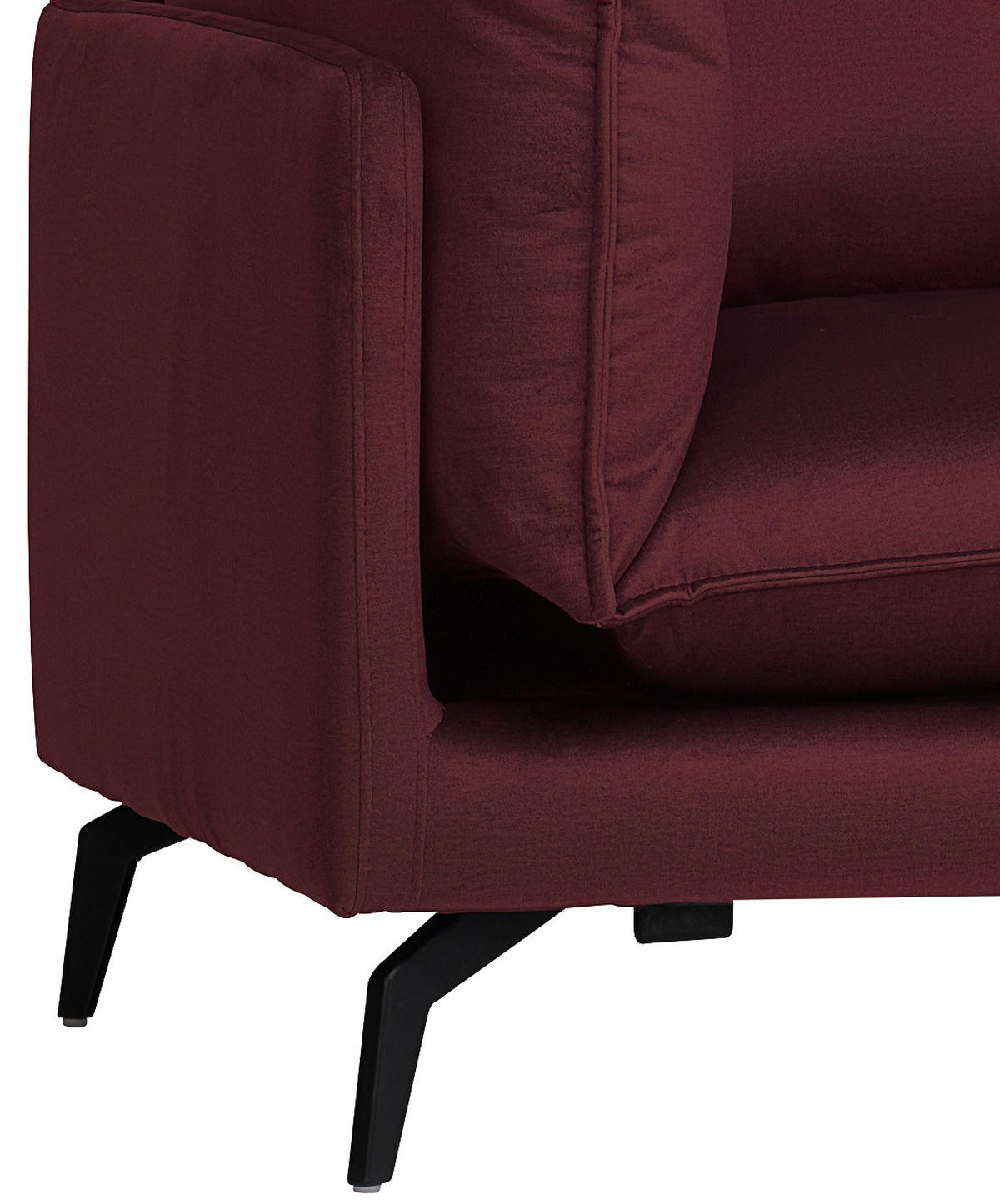 ECKSOFA Bordeaux Samt  - Bordeaux/Schwarz, Design, Textil/Metall (241/200cm) - Carryhome