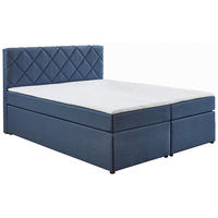 BOXSPRINGBETT 160/200 cm,  in Dunkelblau  - Schwarz/Dunkelblau, KONVENTIONELL, Kunststoff/Textil (160/200cm) - Boxxx