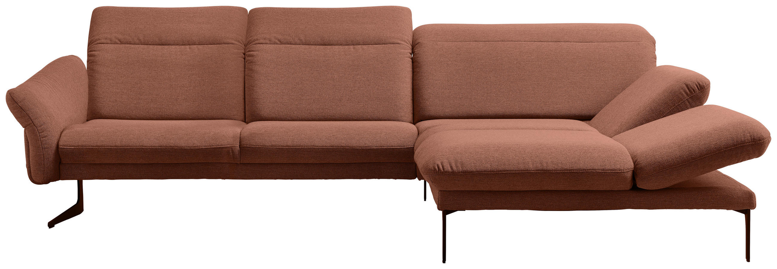 ECKSOFA in Webstoff Terracotta  - Anthrazit/Terracotta, Design, Textil/Metall (299/203cm) - Himolla