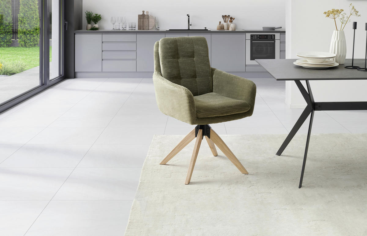 ARMLEHNSTUHL in Holz, Metall, Textil Grün  - Naturfarben/Grün, KONVENTIONELL, Holz/Textil (60/93/65,5cm) - Livetastic