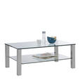 COUCHTISCH Klarglas 110/70/43 cm rechteckig Klar, Edelstahlfarben  - Klar/Edelstahlfarben, Design, Glas/Metall (110/70/43cm) - Novel