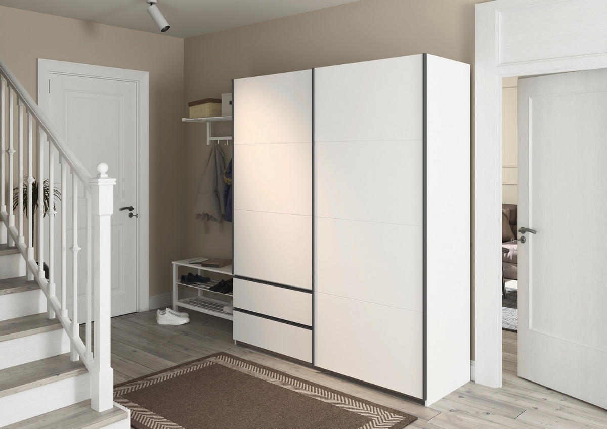 SCHWEBETÜRENSCHRANK in Weiss  - Weiss/Alufarben, Modern, Holzwerkstoff (175/210/59cm) - Rauch Möbel