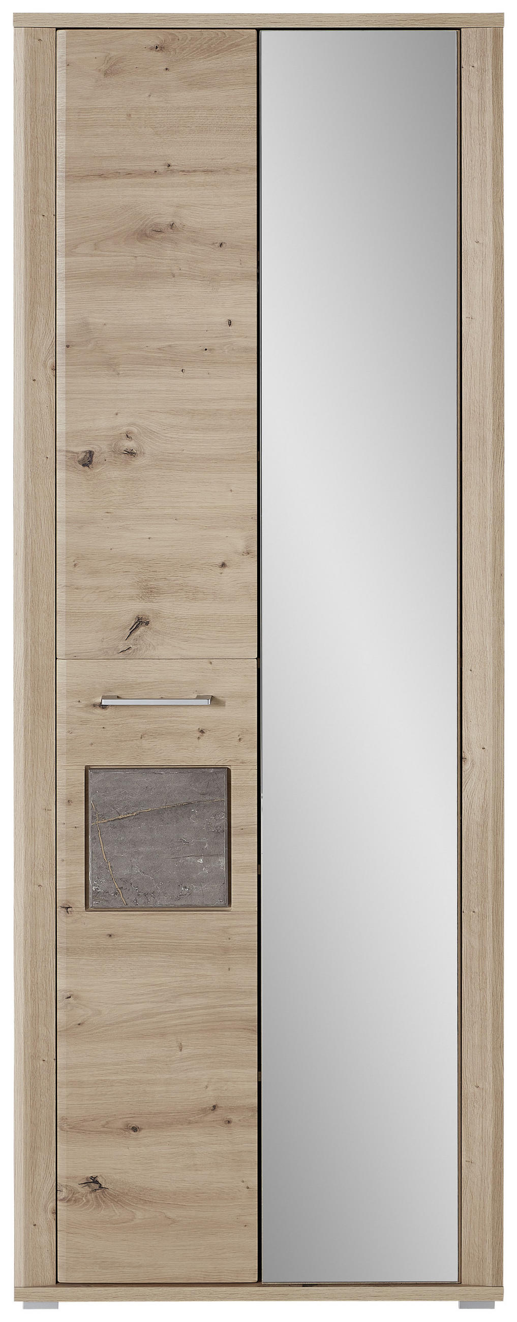 GARDEROBENSCHRANK Eichefarben, Dunkelgrau - Chromfarben/Eichefarben, KONVENTIONELL, Glas/Holzwerkstoff (76/200/38cm) - MID.YOU