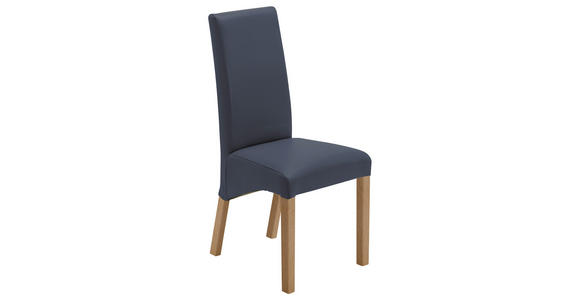STUHL in Lederlook Textil - Buchefarben/Dunkelblau, KONVENTIONELL, Holz/Textil (47/102/57cm) - Carryhome