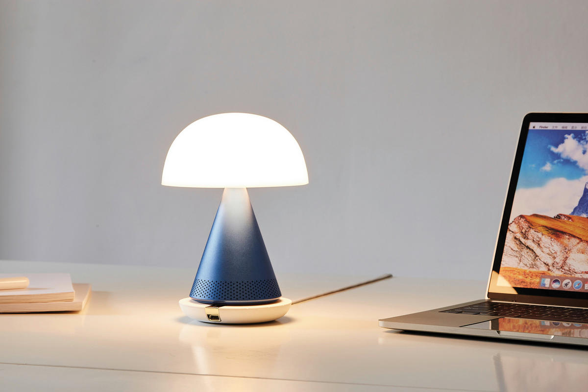 AKKU-TISCHLEUCHTE 14/17/14 cm   - Dunkelblau, Design, Kunststoff/Metall (14/17/14cm)