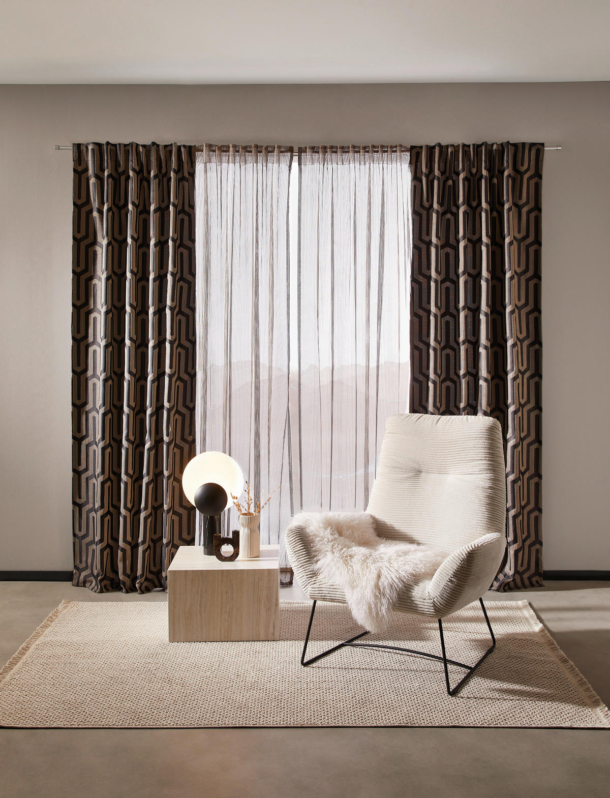 FERTIGVORHANG blickdicht  - Goldfarben/Schwarz, Design, Textil (140/245cm)