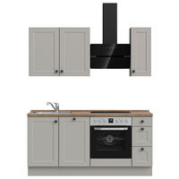 KÜCHENLEERBLOCK 180 cm   in Grau, Eiche dunkel  - Eiche dunkel/Schwarz, MODERN, Holzwerkstoff/Metall (180cm) - Nobilia