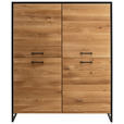 HIGHBOARD Asteiche massiv Eichefarben Einlegeböden  - Eichefarben/Schwarz, Design, Holz/Metall (115/138/39cm) - Linea Natura