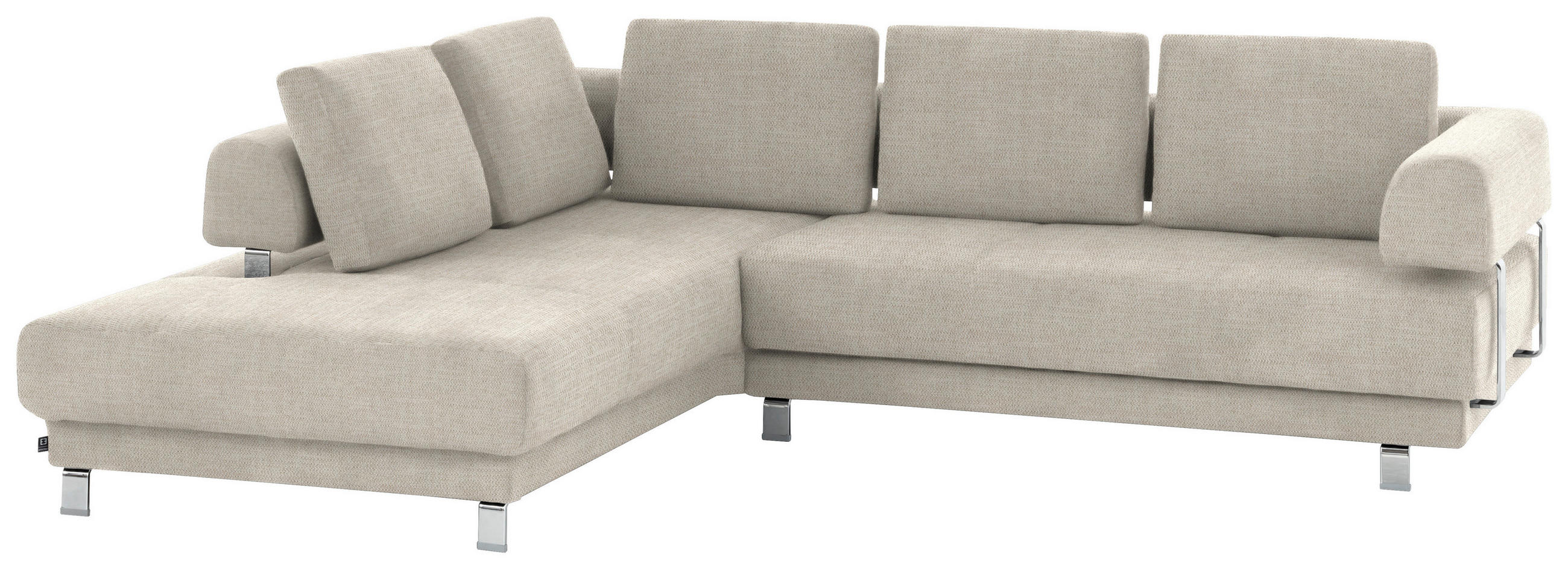 ECKSOFA in Chenille Creme  - Creme, Design, Textil/Metall (235/277cm)