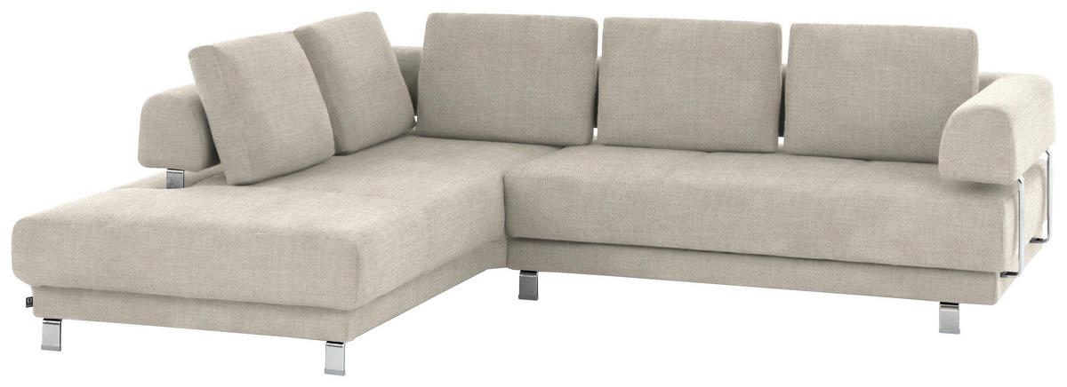 ECKSOFA in Chenille Creme  - Creme, Design, Textil/Metall (235/277cm)