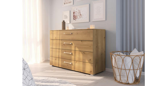 KOMMODE  in 120/81/42 cm  - Eichefarben/Silberfarben, Design, Holzwerkstoff/Kunststoff (120/81/42cm) - Novel