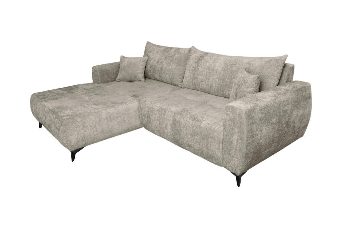 ECKSOFA BELARO Taupe Chenille  - Taupe/Schwarz, Design, Textil/Metall (177/246cm) - P & B