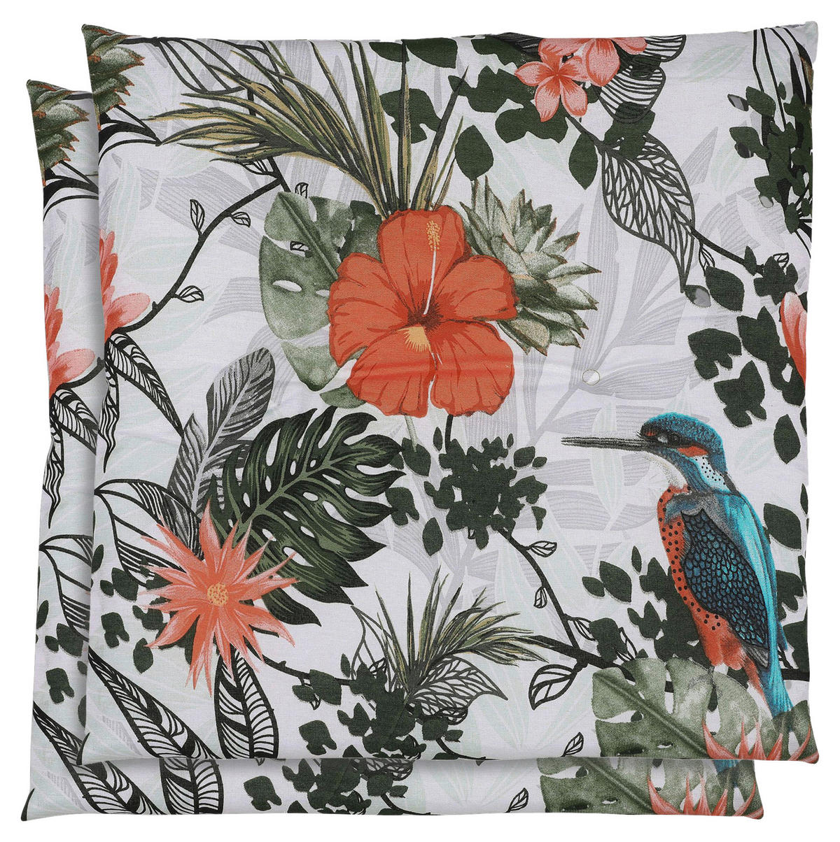 GARTENSITZKISSENSET Floral  - Hellgrau/Grün, Design, Textil (48/5/48cm)