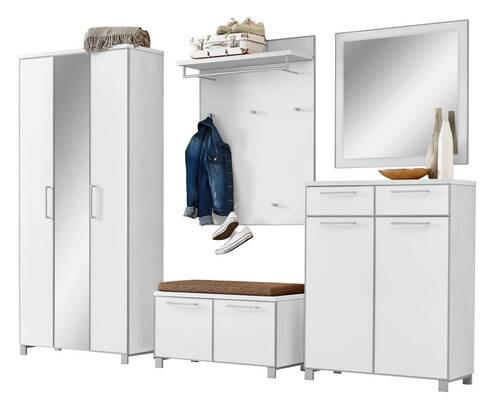 GARDEROBE 6-teilig in 265/195/40 cm - Hellbraun/Weiß, Design, Glas/Holzwerkstoff (265/195/40cm)