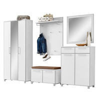 GARDEROBE 6-teilig  in 265/195/40 cm  - Hellbraun/Weiss, Design, Glas/Holzwerkstoff (265/195/40cm)