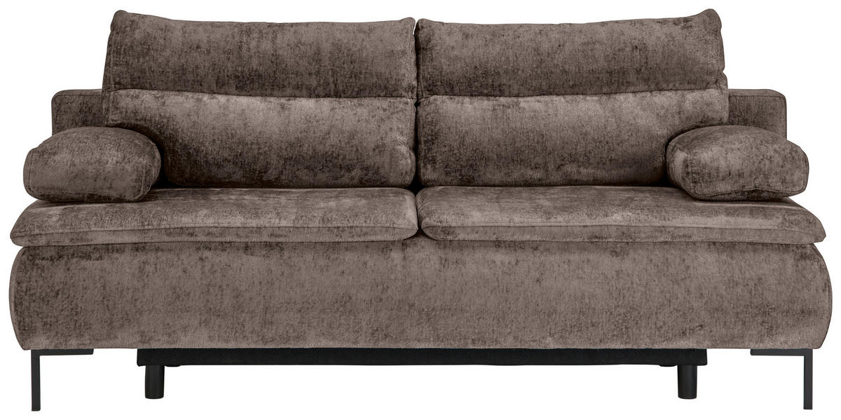 BOXSPRINGSOFA Webstoff Taupe  - Taupe/Schwarz, Design, Textil/Metall (202/93/100cm) - Novel