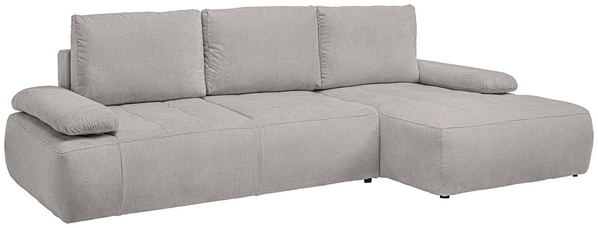 ECKSOFA Hellgrau Webstoff  - Hellgrau/Schwarz, KONVENTIONELL, Kunststoff/Textil (282/162cm) - Carryhome