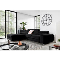 ECKSOFA  Schwarz Samt  - Silberfarben/Schwarz, Design, Textil/Metall (205/278cm) - MID.YOU