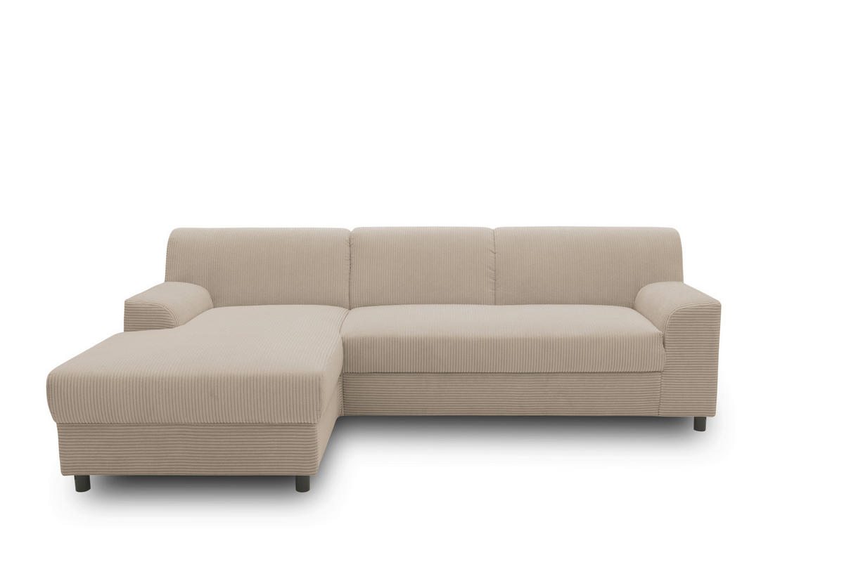 ECKSOFA CAPRI 2 Taupe Cord Zierkissen  - Taupe/Schwarz, Basics, Kunststoff/Textil (146/241cm) - MID.YOU