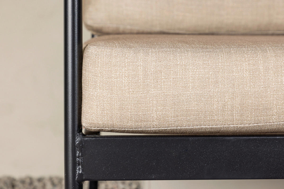 LOUNGEGARNITUR Stahl  - Beige/Schwarz, MODERN, Glas/Textil (300/75/80cm) - Gardenson