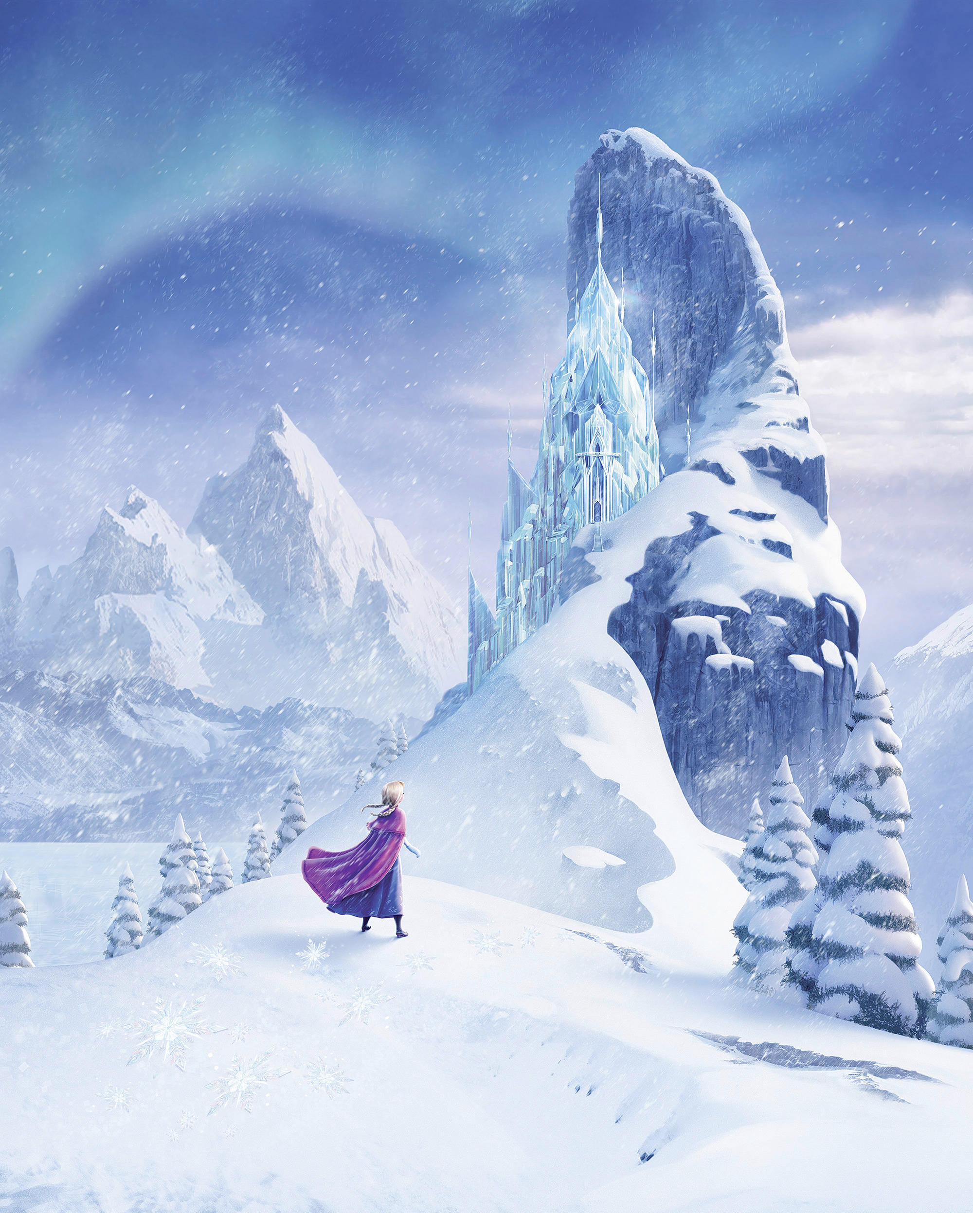 FOTOTAPETE FROZEN ICE CASTLE  - Blau, Design, Textil (200/250cm) - Disney