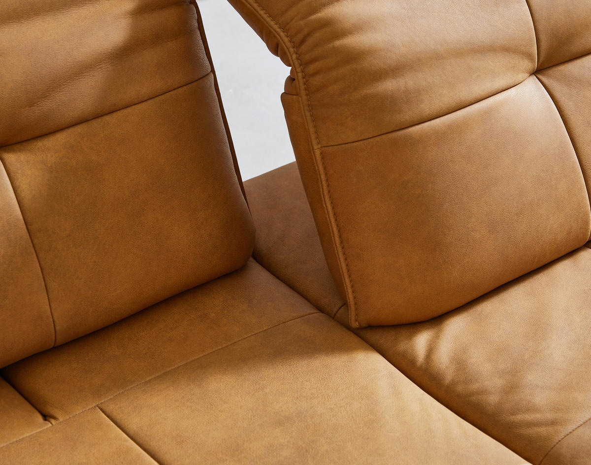 ECKSOFA in Echtleder Currygelb  - Currygelb/Anthrazit, Design, Leder/Metall (340/165cm) - Joop!