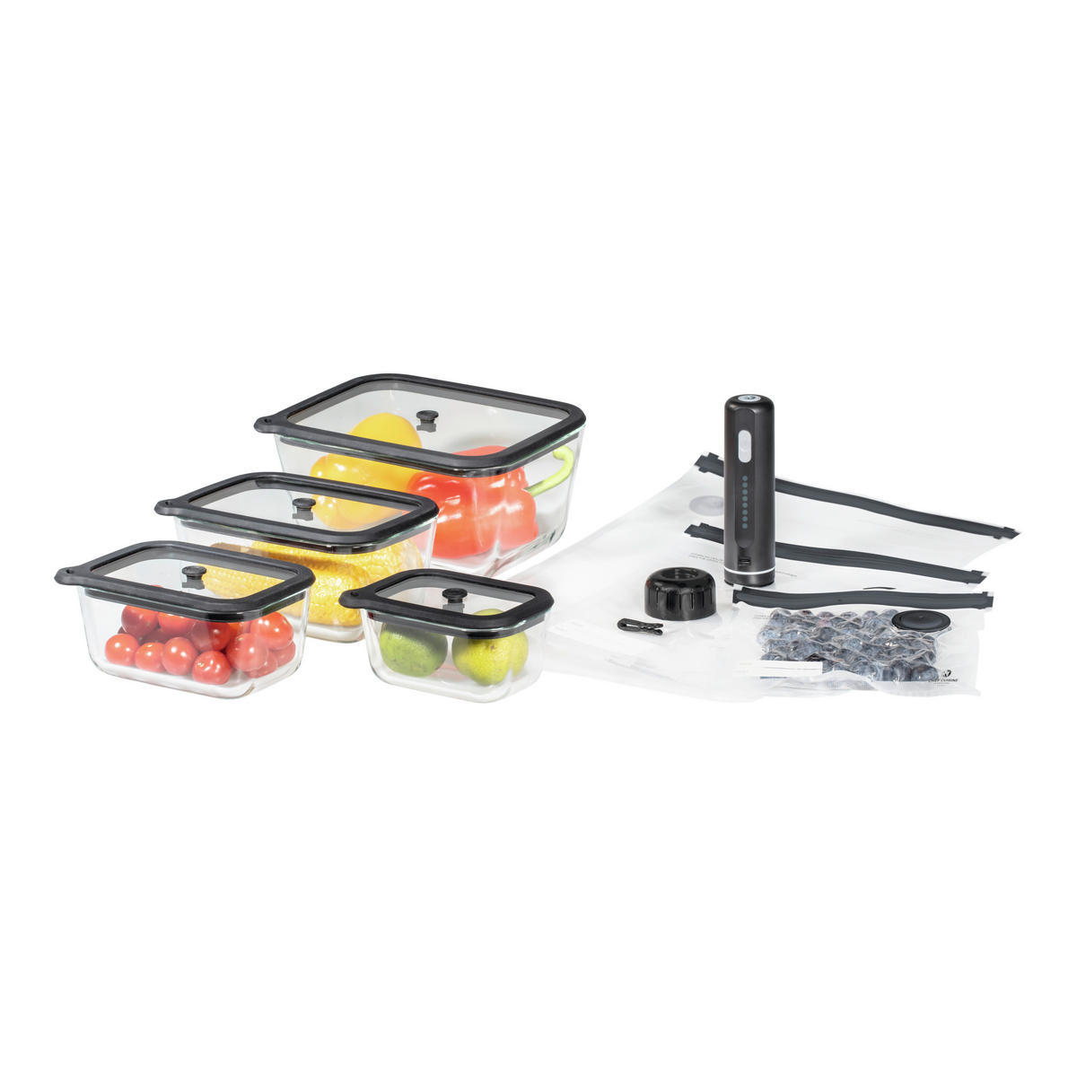 VAKUUMIERSET Vakuum  - Transparent/Schwarz, Basics, Glas/Kunststoff (32/25,5/17cm) - CHEF CUISINE