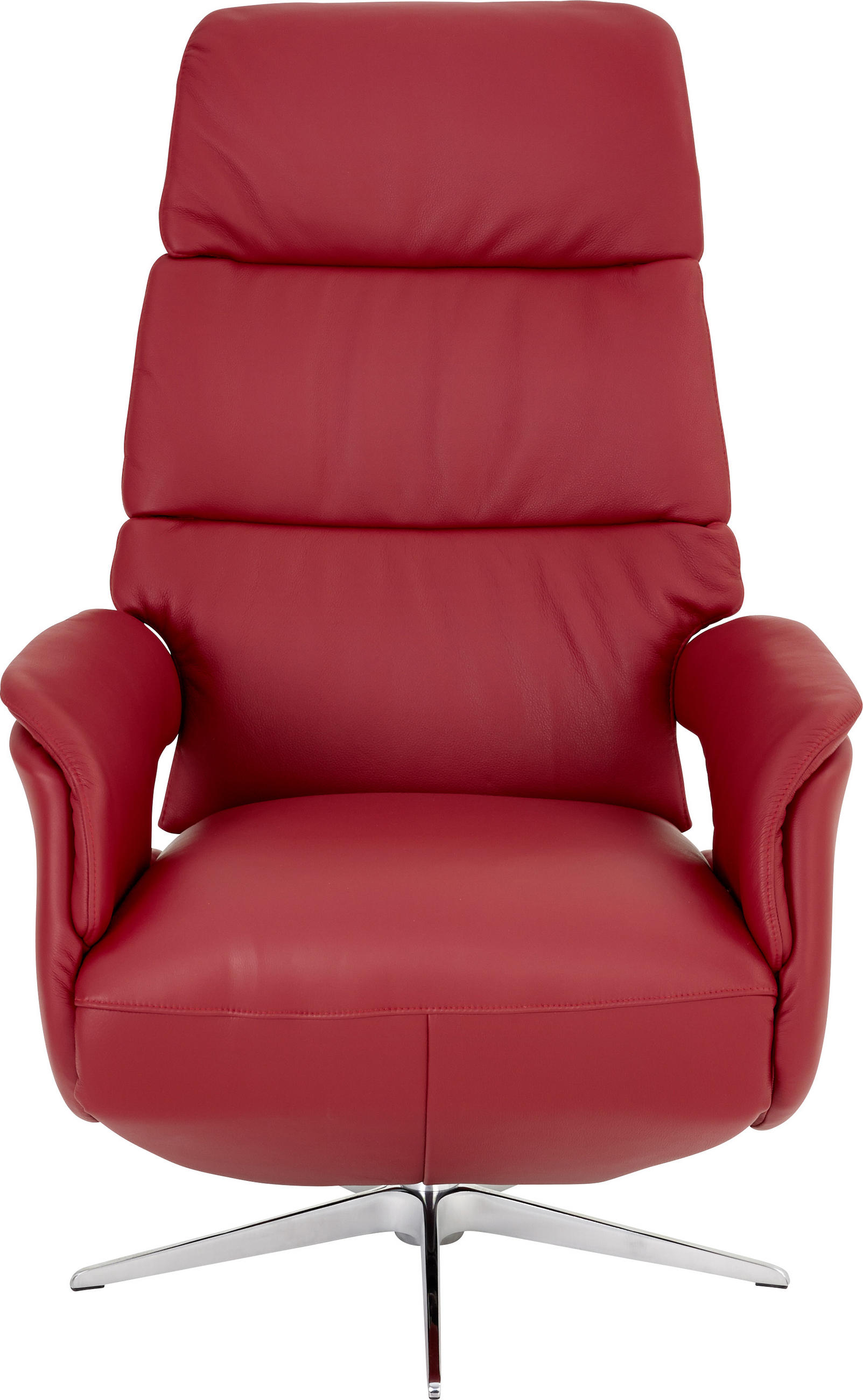 RELAXSESSEL Echtleder Relaxfunktion    - Edelstahlfarben/Rot, Design, Leder (75/114/83cm) - Welnova