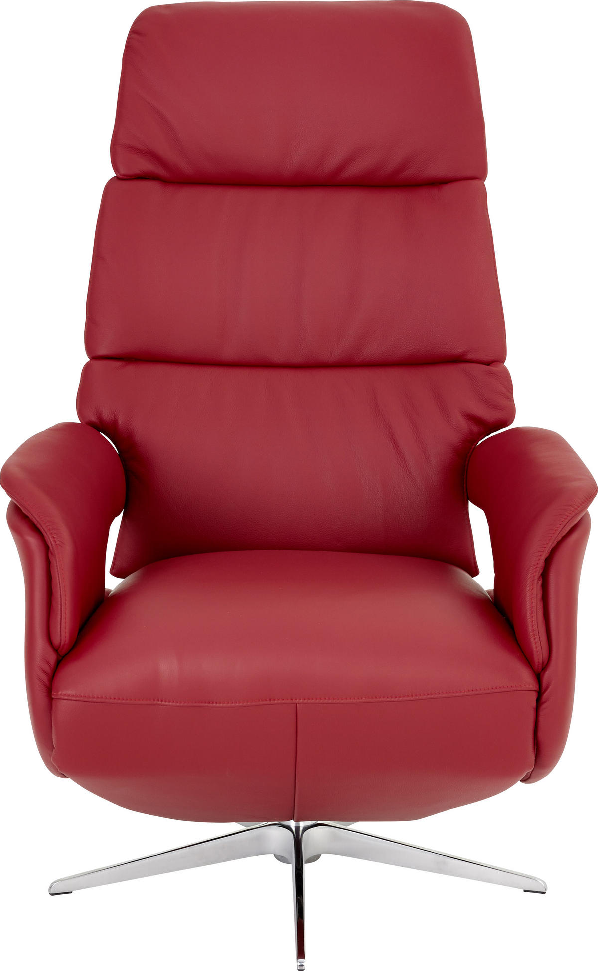 RELAXSESSEL Echtleder Relaxfunktion    - Rot/Alufarben, Design, Leder/Metall (71/107/80cm) - Welnova