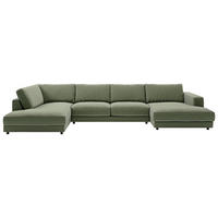 WOHNLANDSCHAFT in Cord Grün  - Schwarz/Grün, Design, Kunststoff/Textil (224/425/190cm) - Pure Home Lifestyle