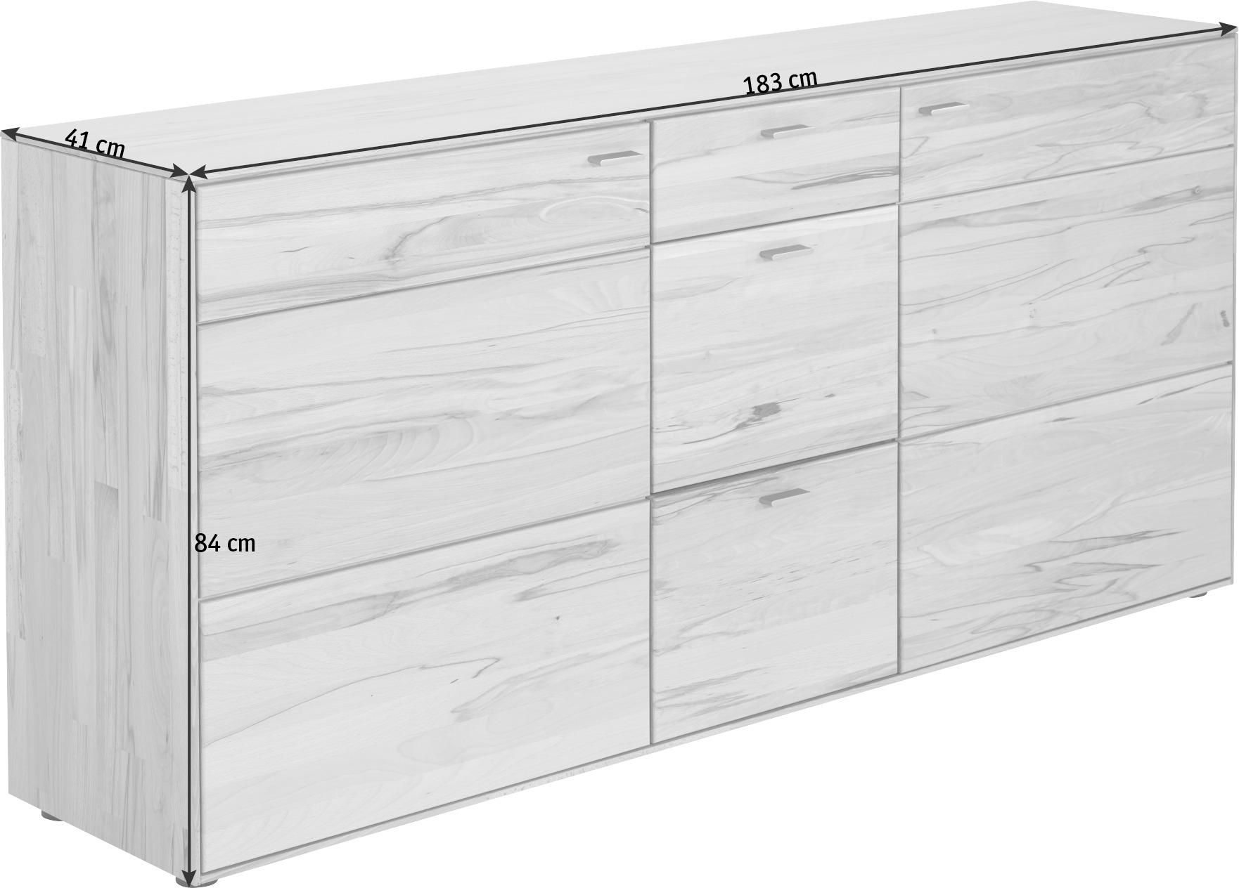 SIDEBOARD Venturo  in 183/84/41 cm  - Edelstahlfarben/Buchefarben, Natur, Holz/Kunststoff (183/84/41cm) - Valnatura