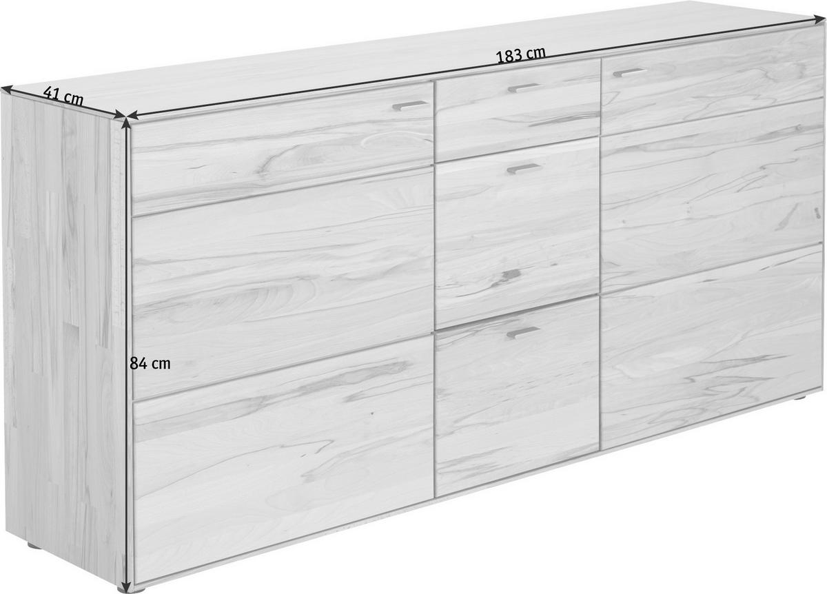 SIDEBOARD Venturo  in 183/84/41 cm  - Edelstahlfarben/Buchefarben, Natur, Holz/Kunststoff (183/84/41cm) - Valnatura