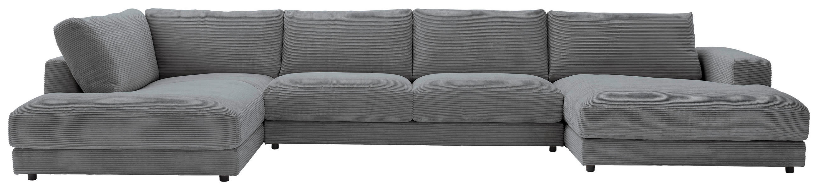 WOHNLANDSCHAFT Dunkelgrau Cord  - Dunkelgrau/Schwarz, Design, Kunststoff/Textil (224/425/190cm) - Hom`in