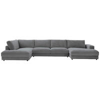 WOHNLANDSCHAFT Dunkelgrau Cord  - Dunkelgrau/Schwarz, Design, Kunststoff/Textil (224/425/190cm) - Hom`in